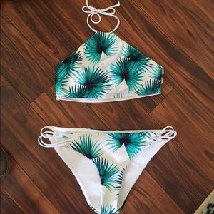 LA Hearts white palm swimsuit top