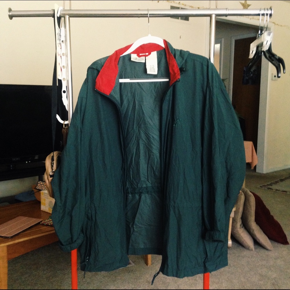 Vintage Oversized Forest Green Windbreaker