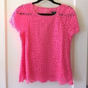 J.Crew bright pink lace top