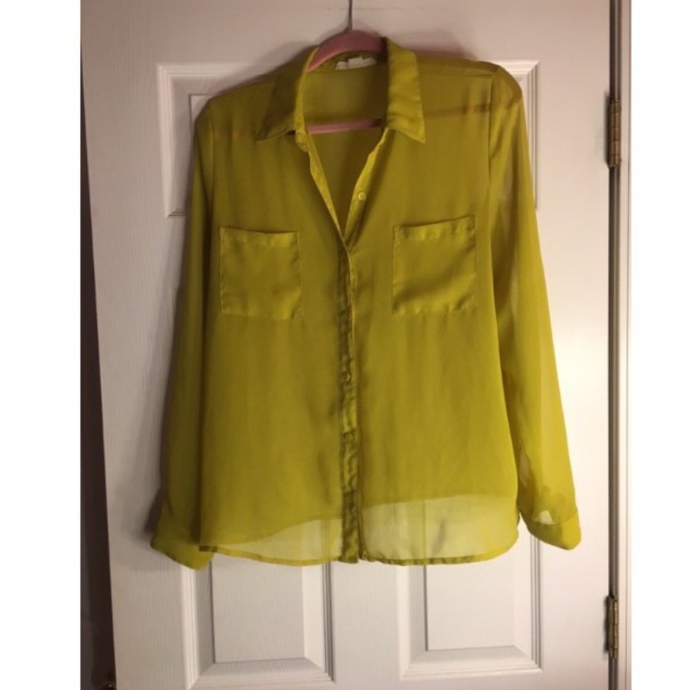 Yellow button down blouse
