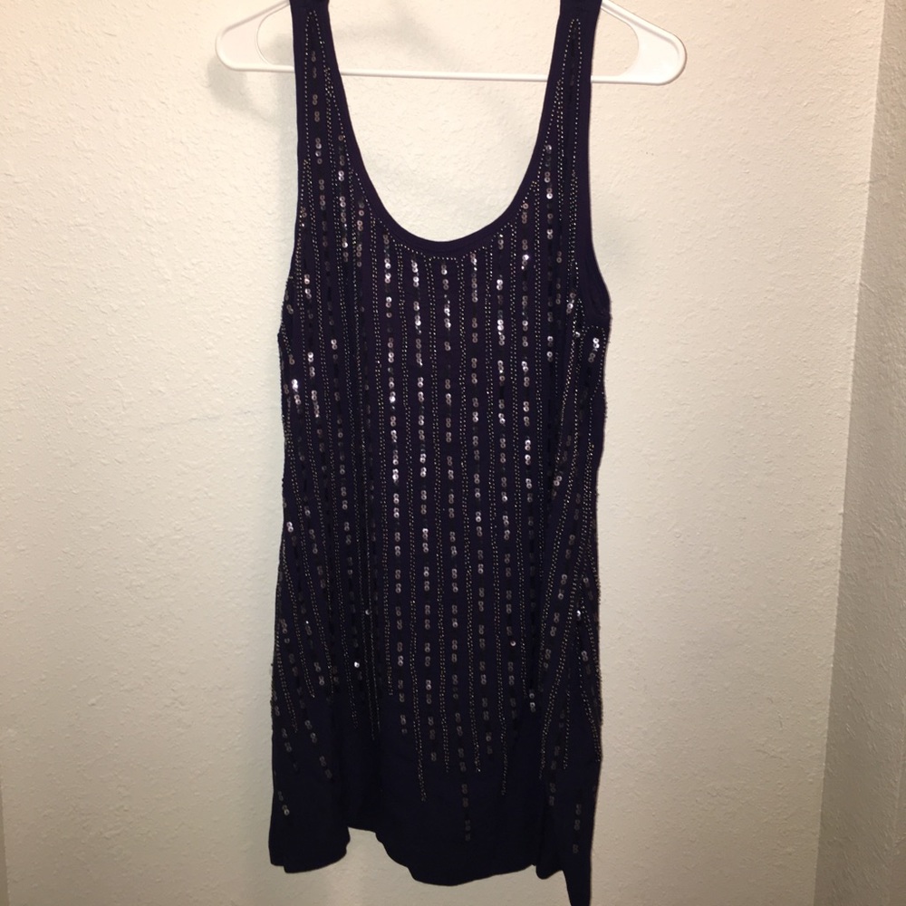 Navy sequined shift dress- Small *fits like med*