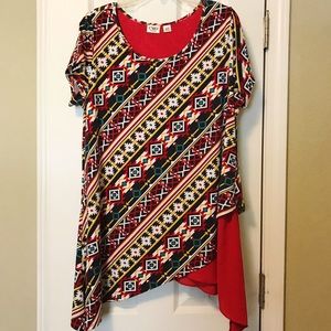Red fun printed asymmetrical top