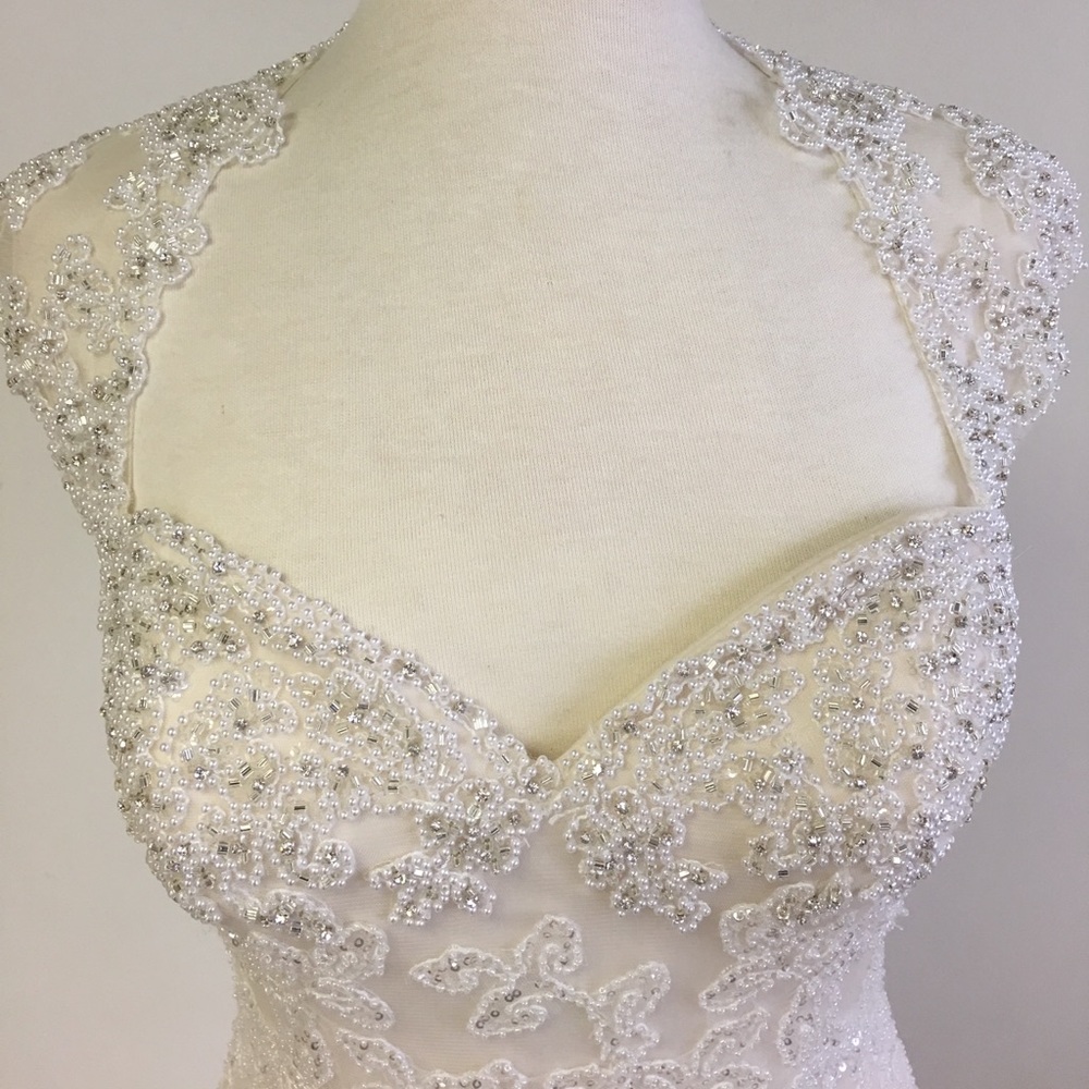 Justin Alexander Baby Pearl Cap Sleeve Gown