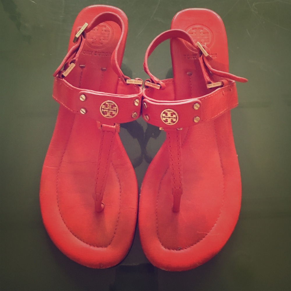 Tory Burch Orange Heeled Sandals Size 8