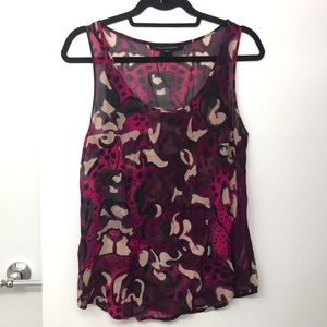 French Connection fuchsia black printed top