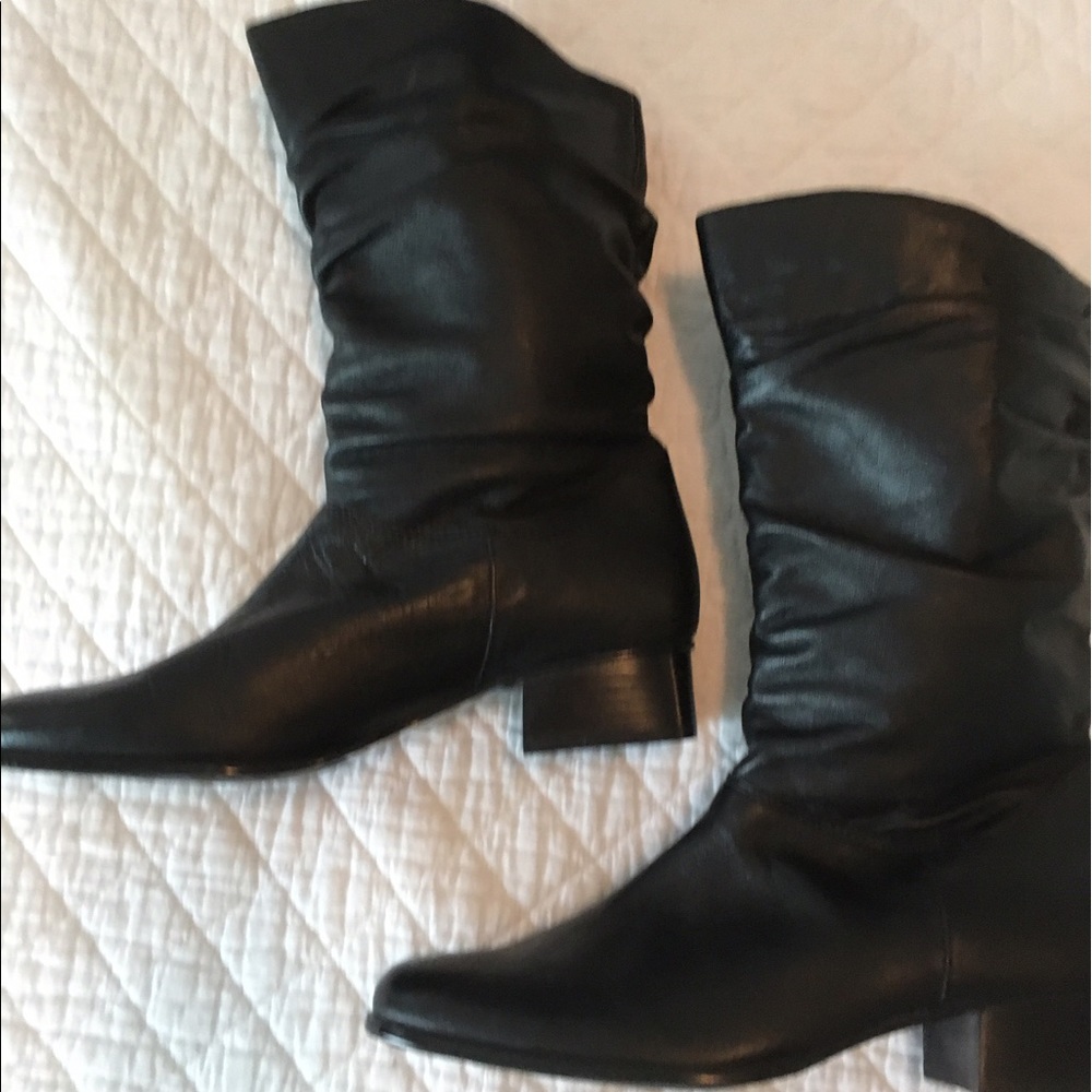 NEW.  Black leather boots