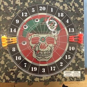 Military themed magnetic dart board.