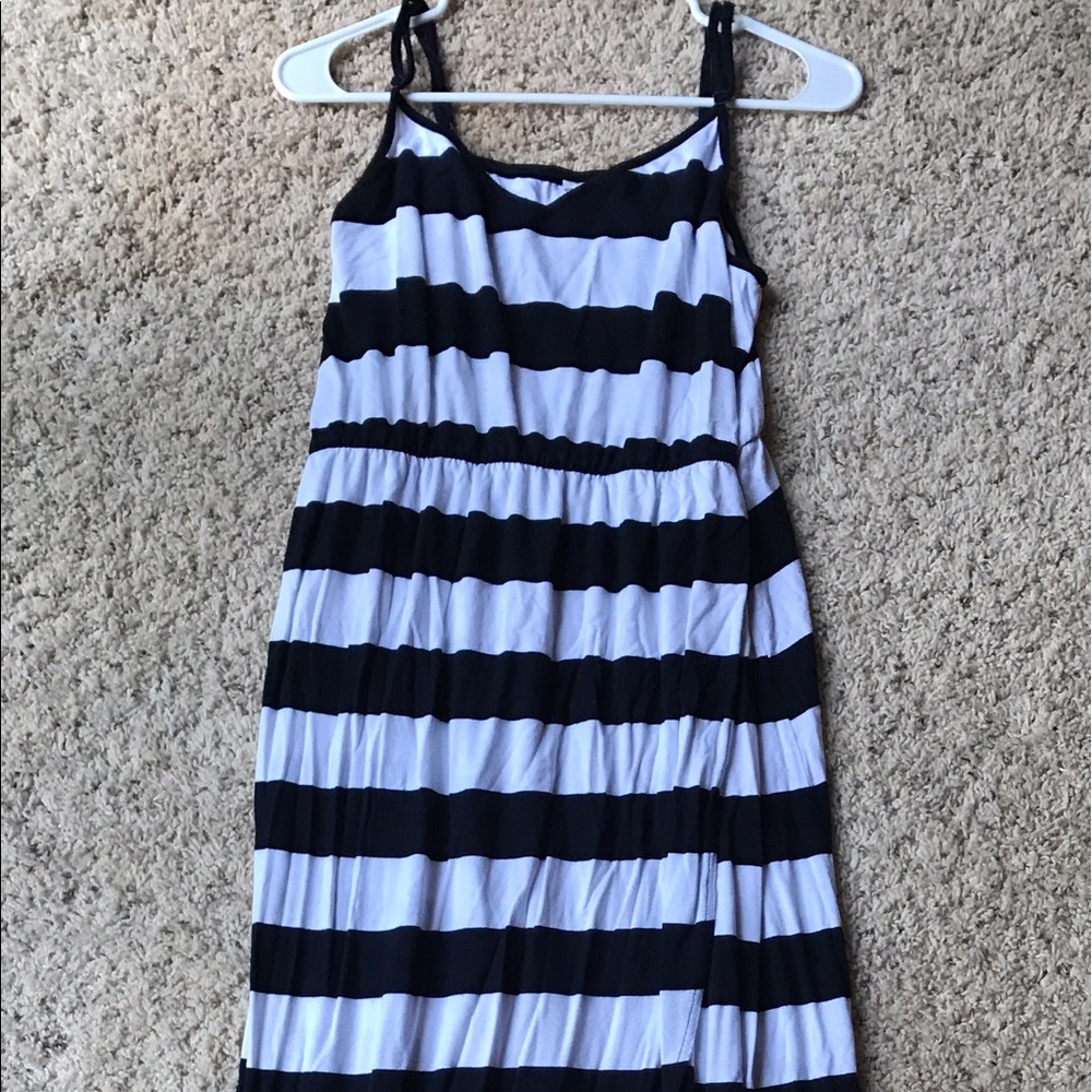 Striped Maxi Dress with Layered Slit