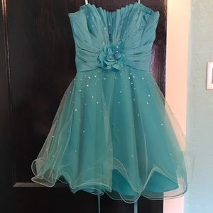 short aqua homecoming dress