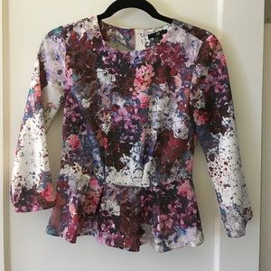 H&M printed peplum silk blouse