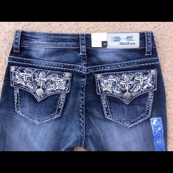 NWT Grace in LA Mid Faux Flap Easy Bootcut Jean - Picture 4 of 6