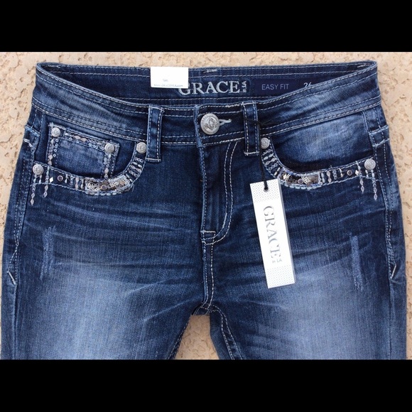 NWT Grace in LA Mid Faux Flap Easy Bootcut Jean - Picture 5 of 6