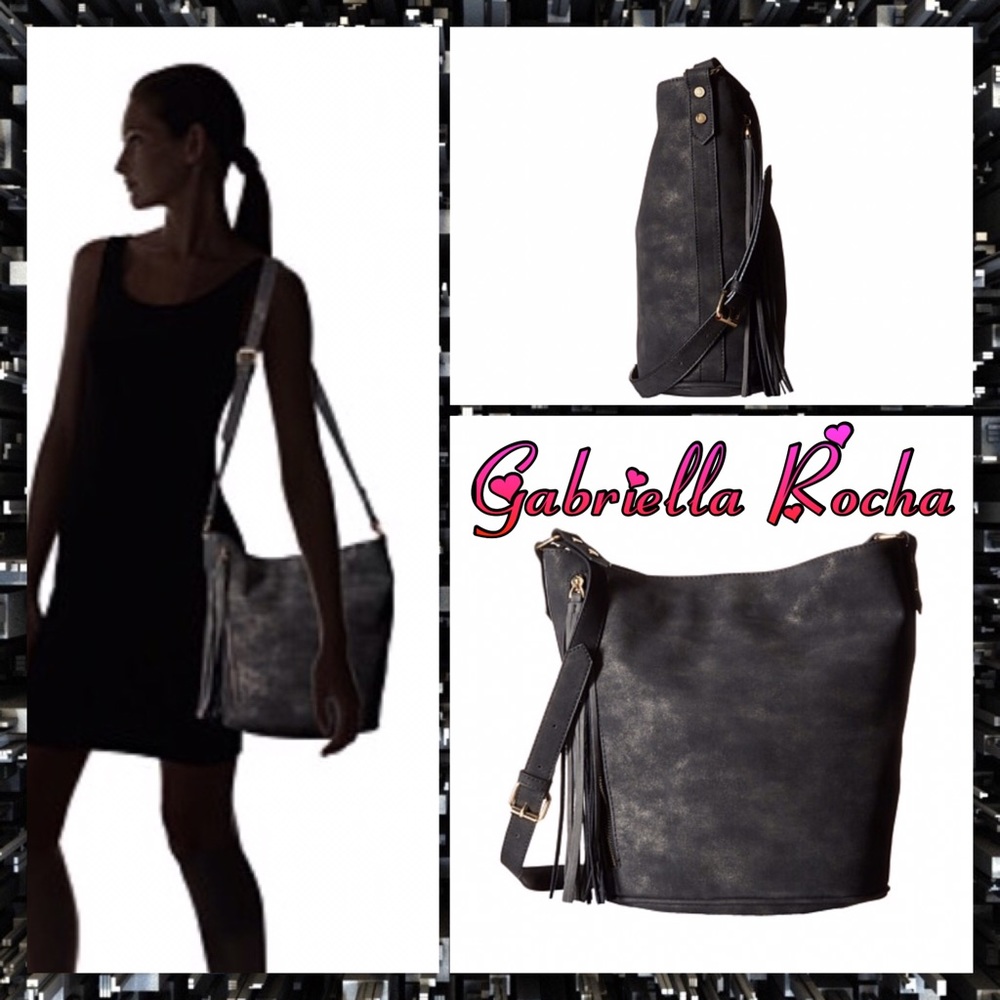 NWT- Black shimmer shoulder bag with tassel