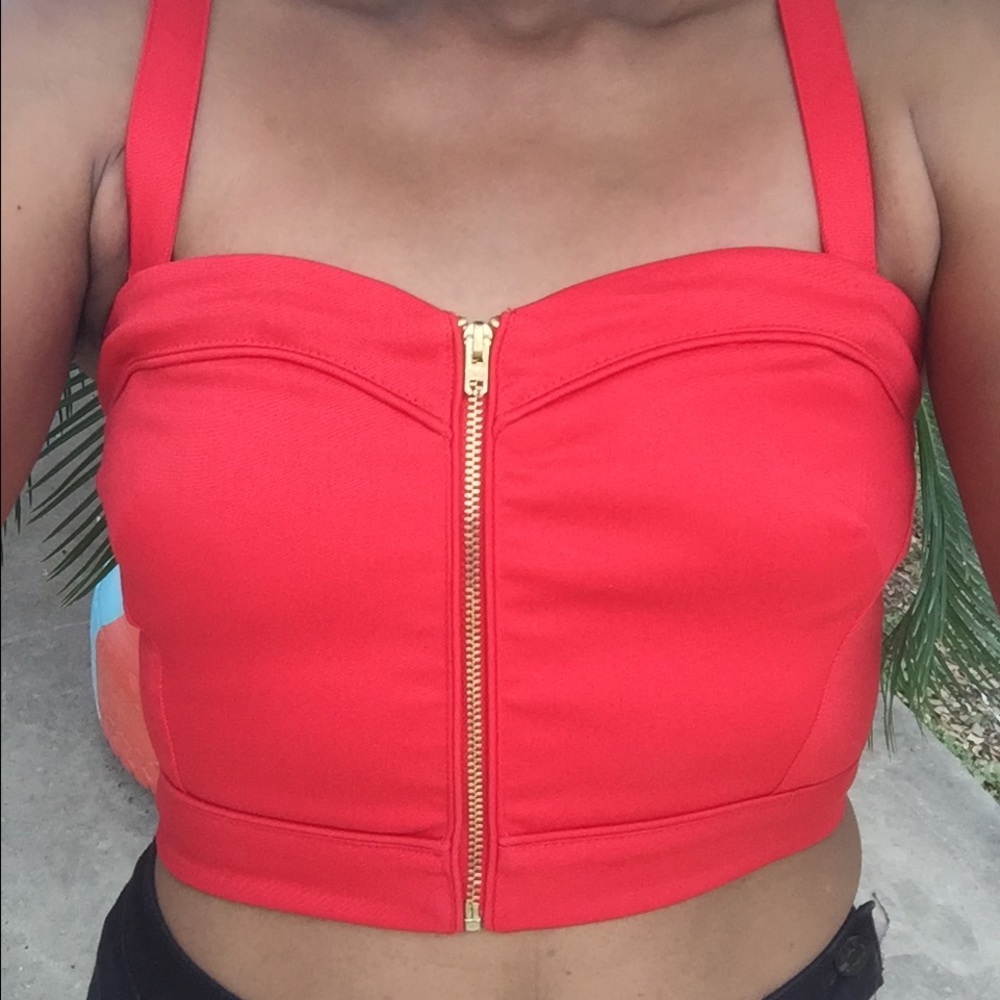 H&M 90s Style Bustier Red Size 8