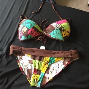 Brown and colored bikini