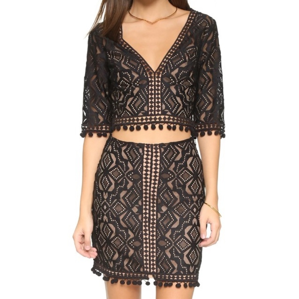 XS For Love & Lemons Florence top & skirt