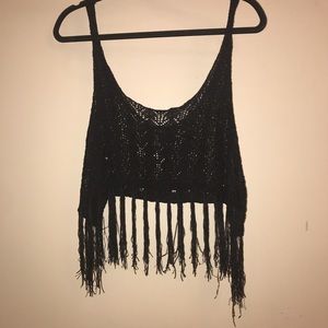 Black crop top tank