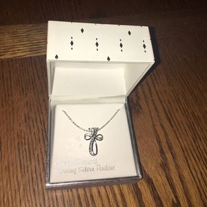 Sterling silver diamond cross necklace