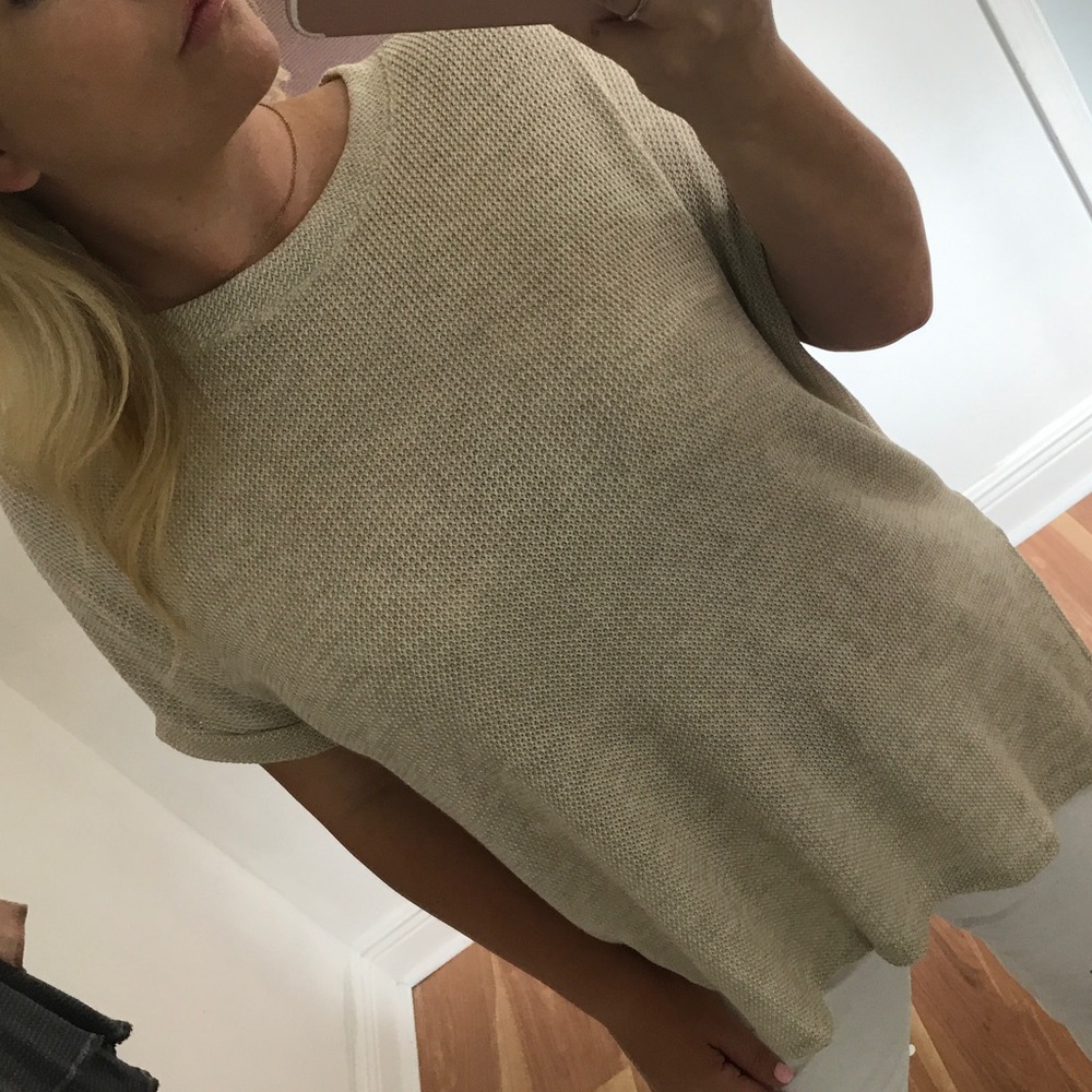 LAST - Soft taupe asymmetrical waffle top - Picture 3 of 5