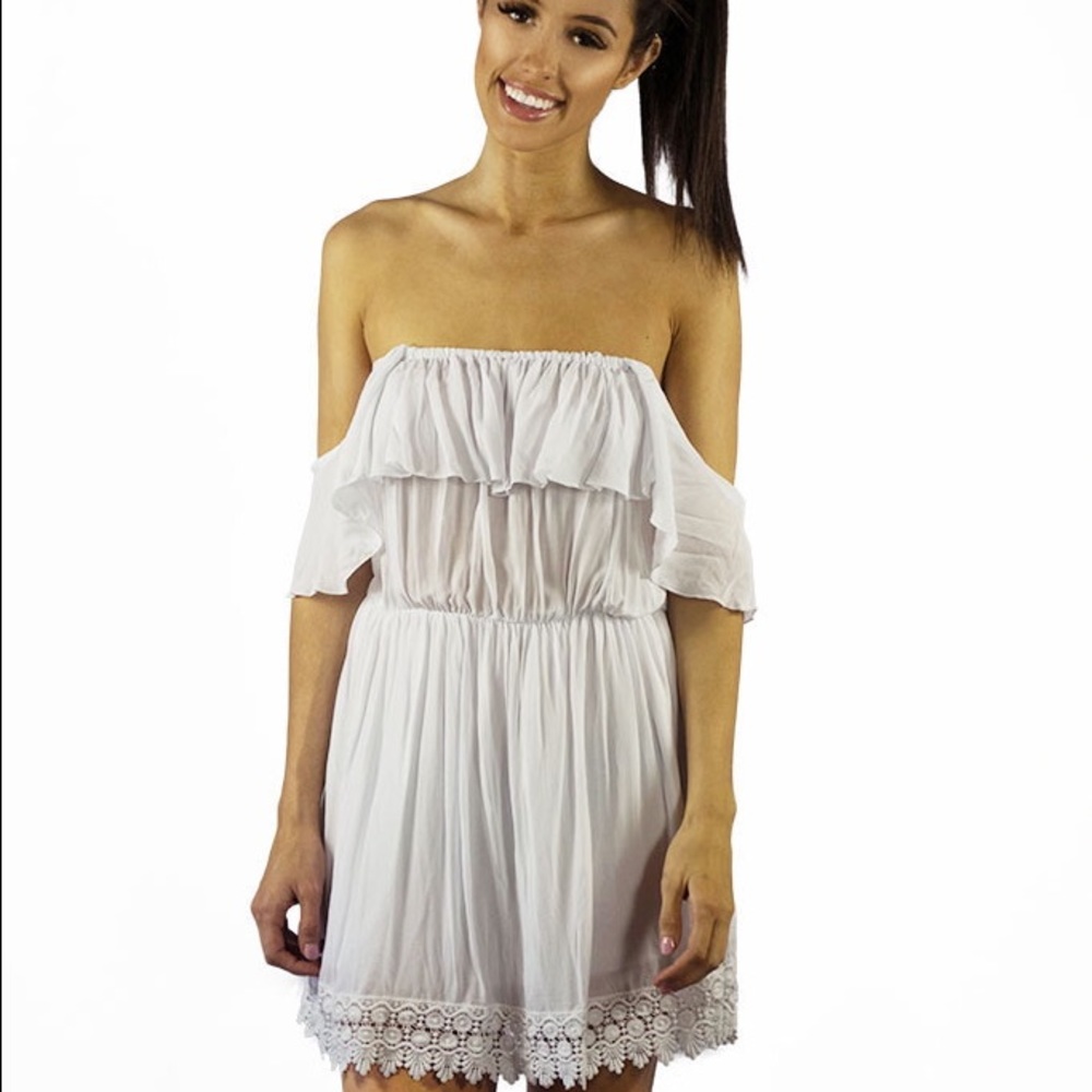 Elan Ocean Breeze Off The Shoulder Dress White