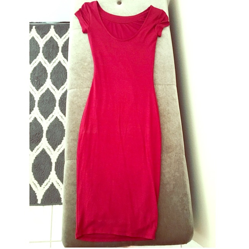 Burgundy Bodycon Midi Dress