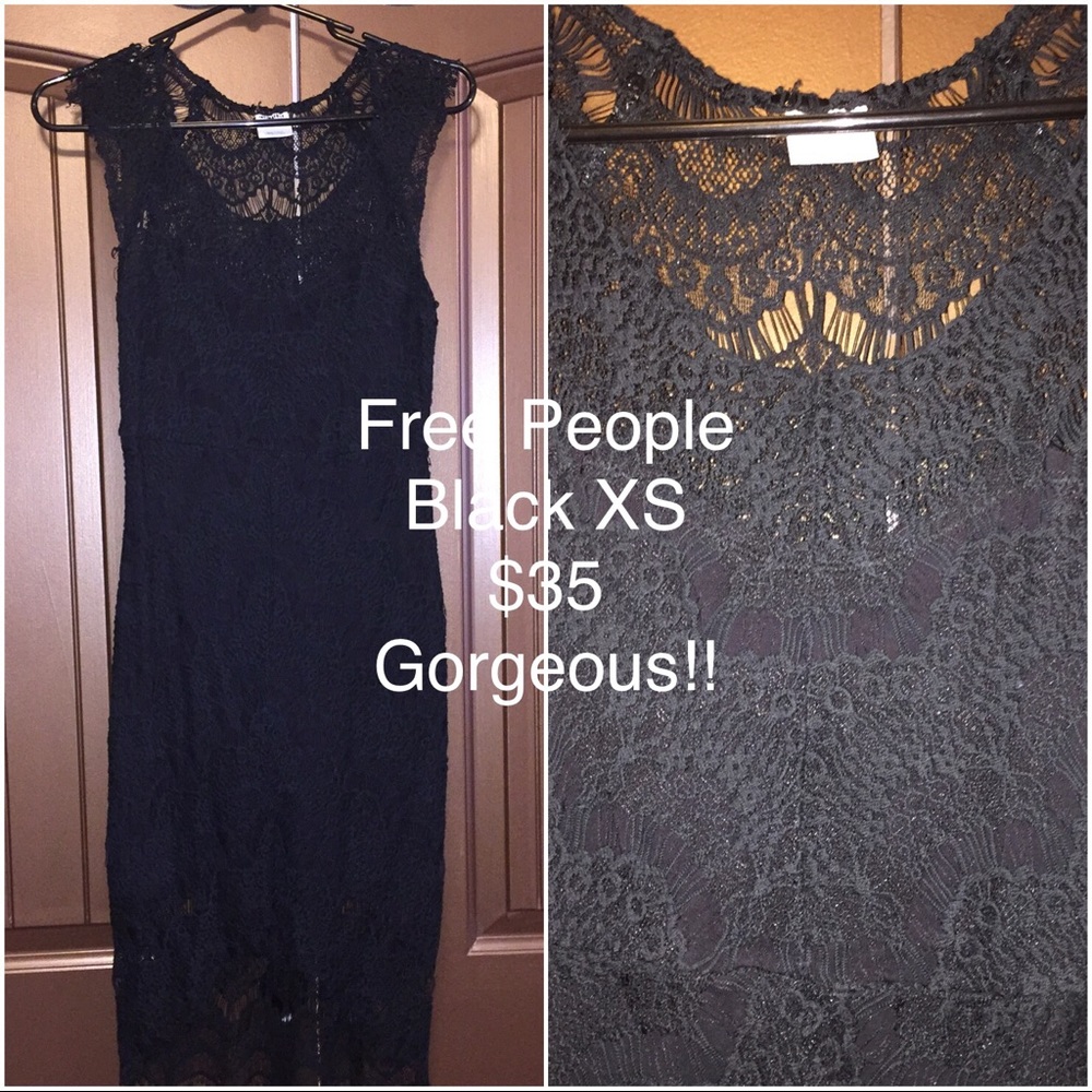 Short black free people lace dress