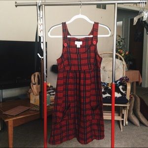 Adorable Red Plaid Sleeveless Babydoll Dress