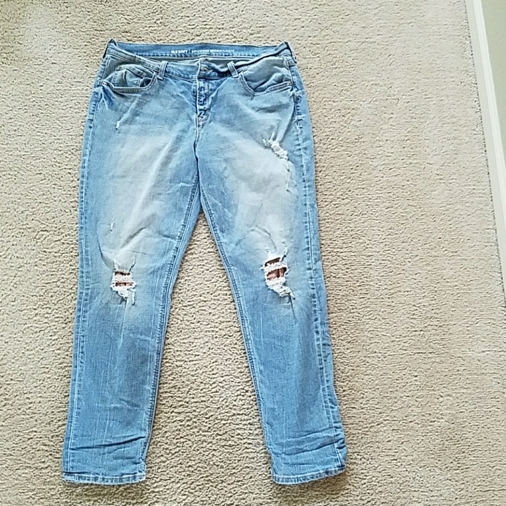 Old Navy Distressed Jeans with Patches on Knees