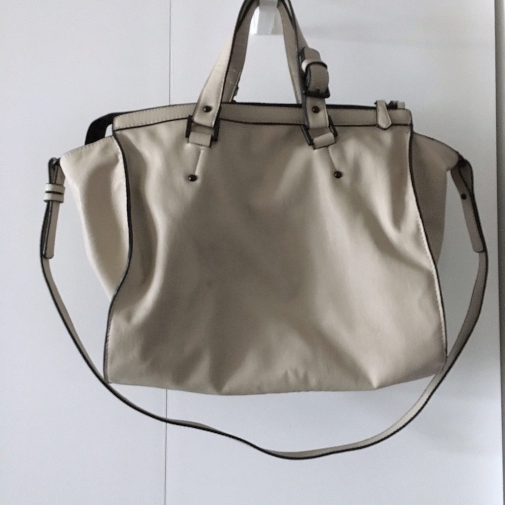 Zara cross body handbag faux leather taupe color
