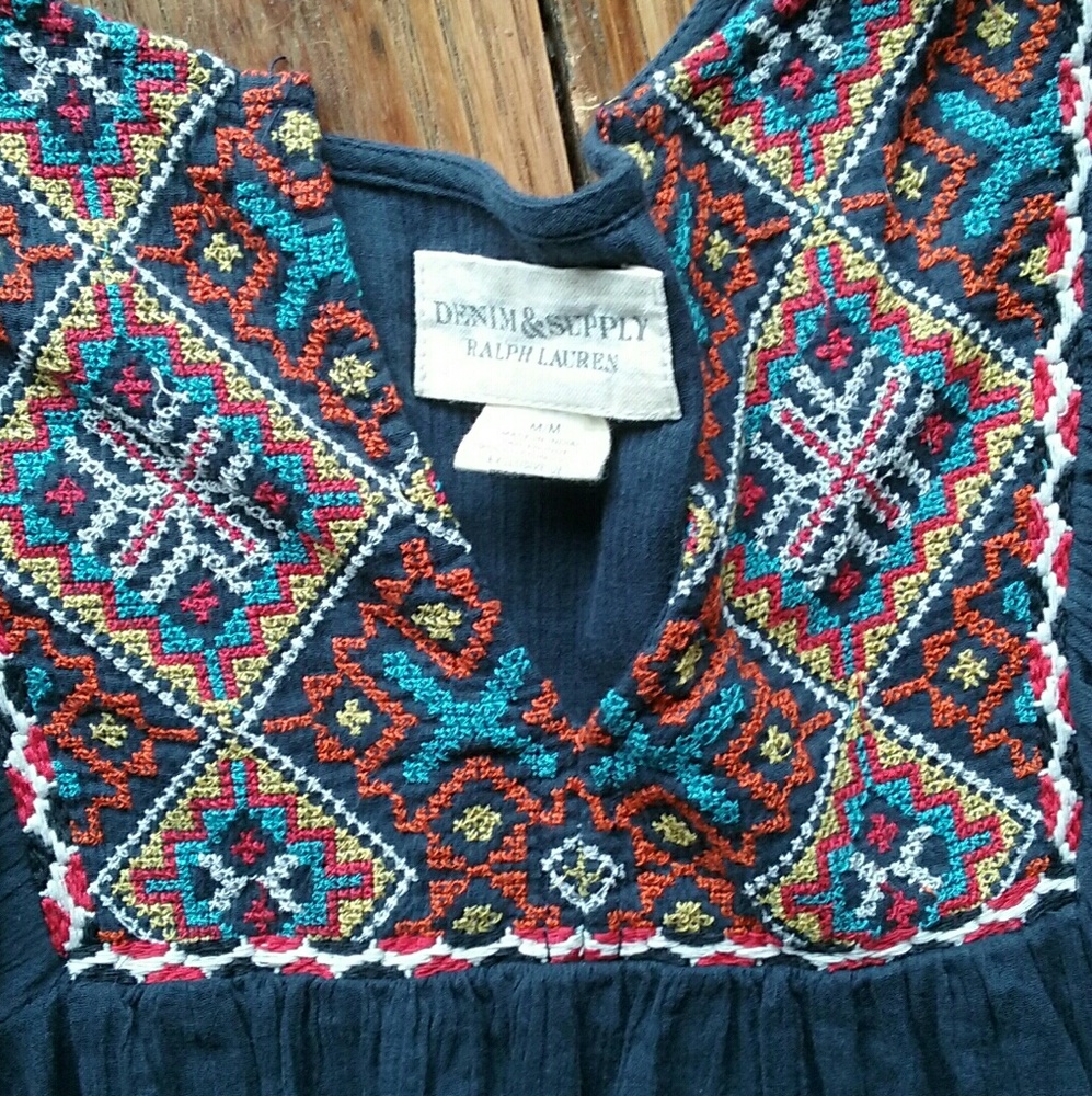 Ralph lauren blue translucent boho top