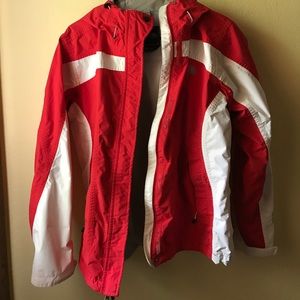 Red and White NorthFace HyVent jacket