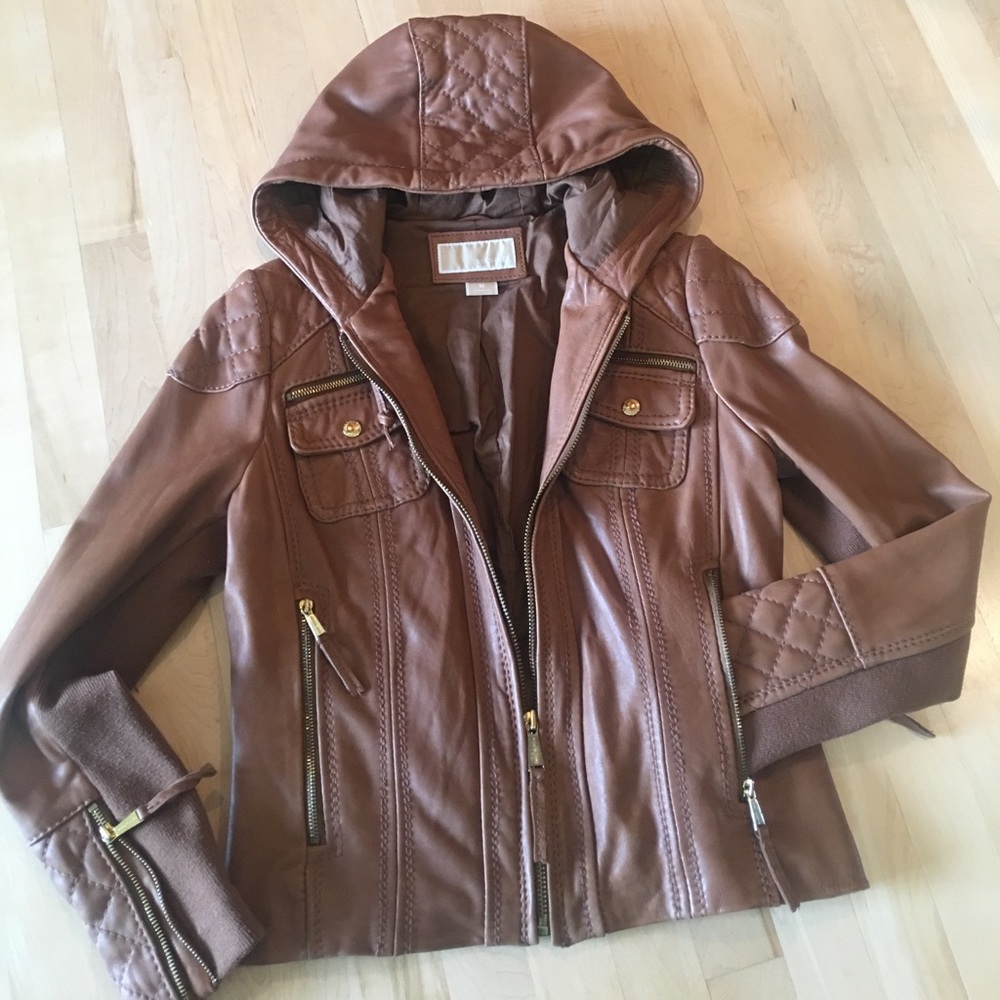 Yummy soft leather hoodie jacket