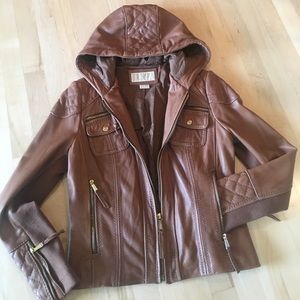 Yummy soft leather hoodie jacket