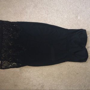 Strapless black midi dress