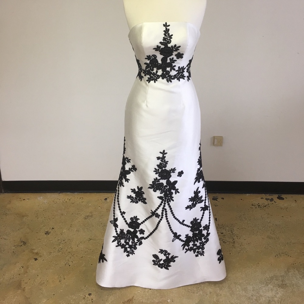 Mon Cheri Bridal/Evening White and Black Gown