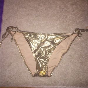 Gold Victoria's Secret shiny bikini bottom