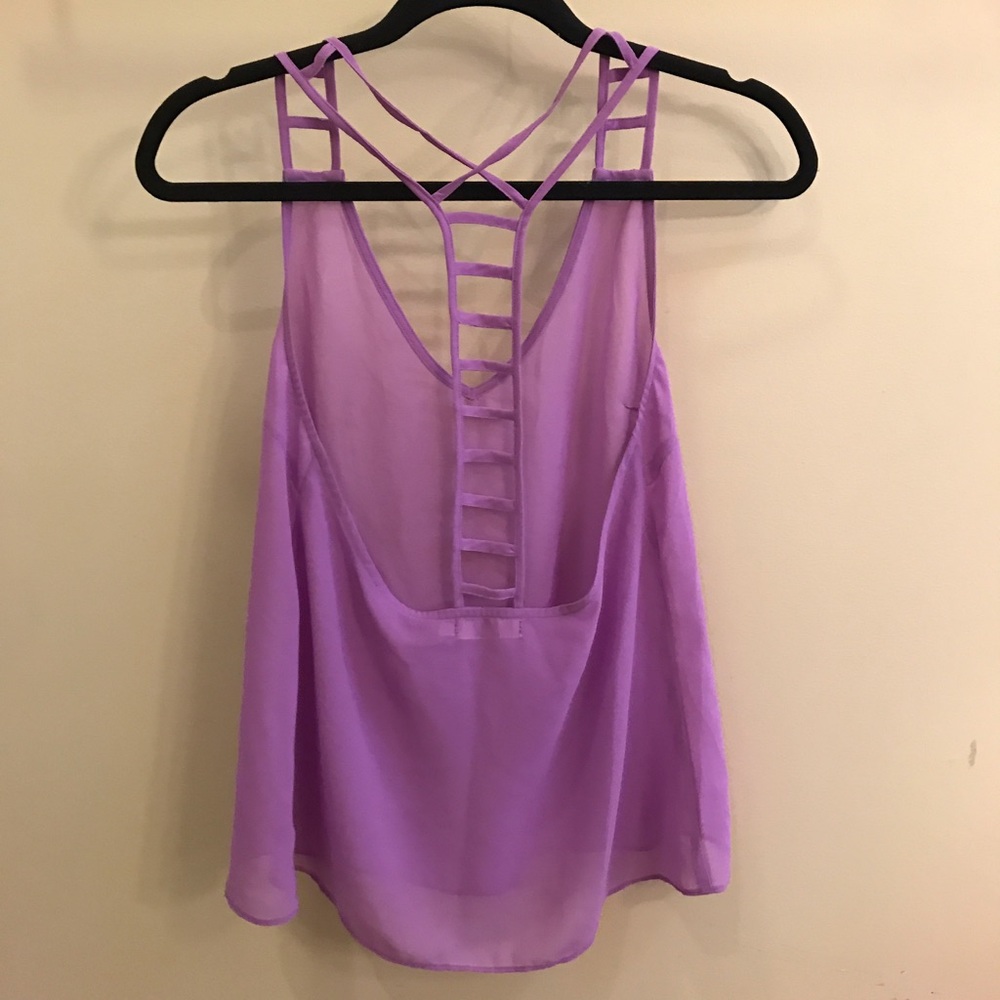 Light purple low cut back tank top