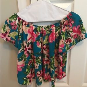 Off-the-shoulder floral top