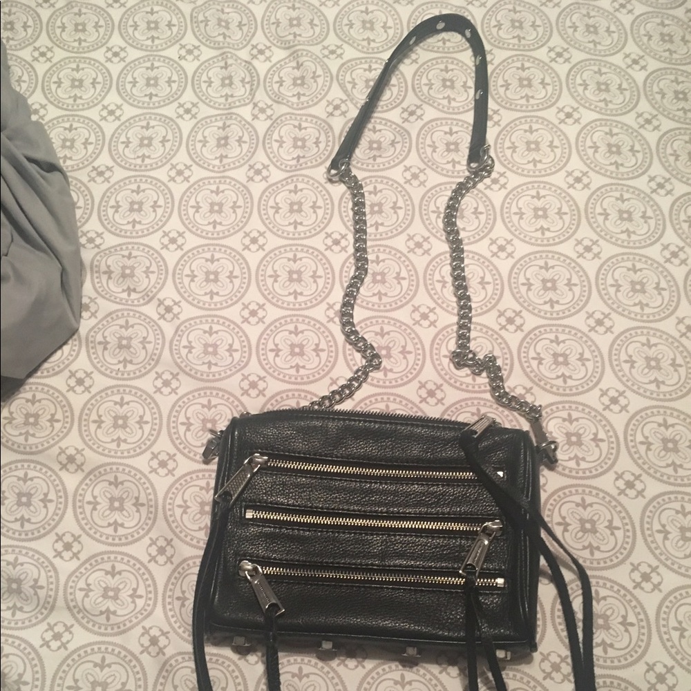 Rebecca Minkoff black mini 5 zip crossbody