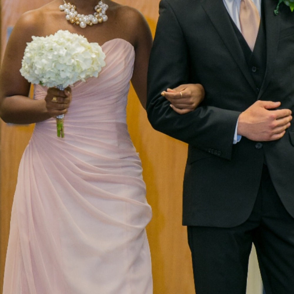 Blush Strapless Bridesmaid Dress