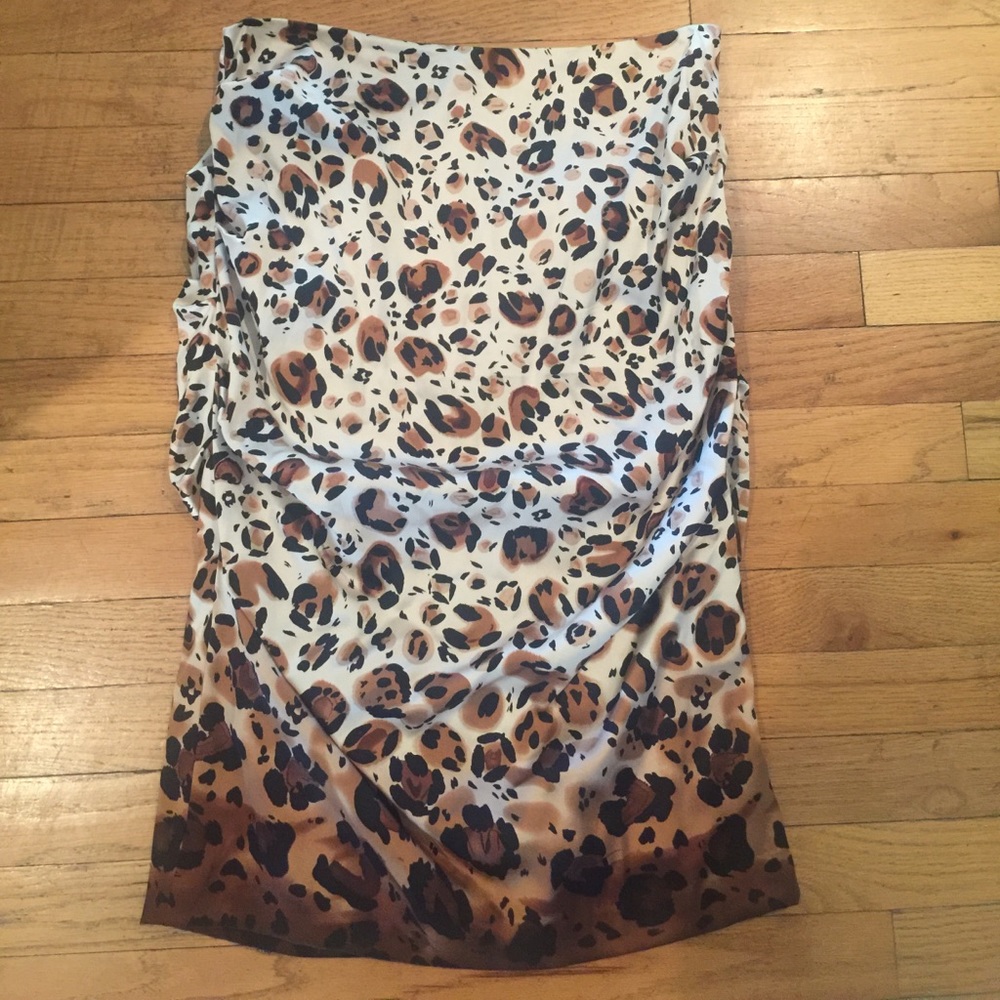 Nicole Miller Silk Leopard print pencil skirt