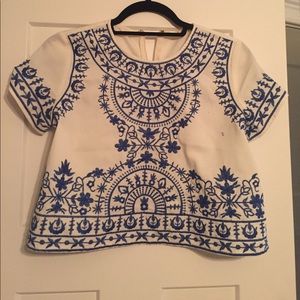 White and blue crop top