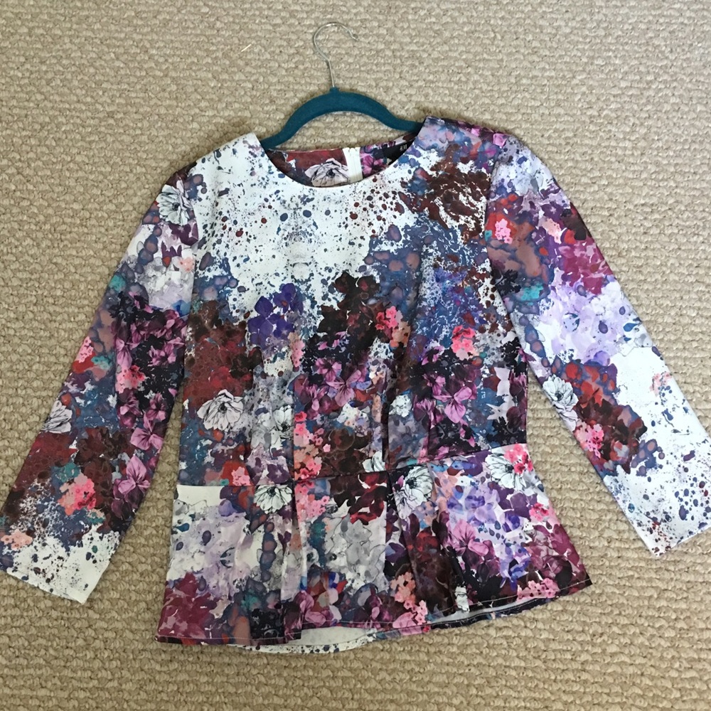 Floral Painting Splatter Peplum Top