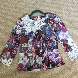Floral Painting Splatter Peplum Top