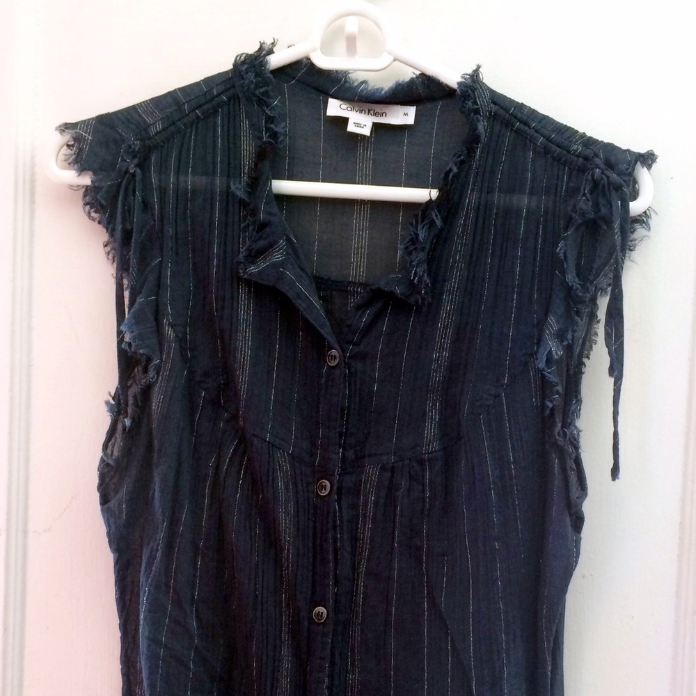 Calvin Klein sheer navy/midnight blue shirt