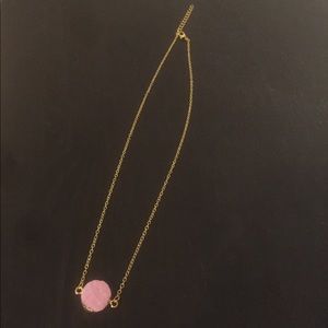 Pink crystal gold necklace