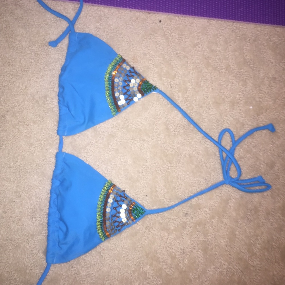 Victoria's Secret beaded blue bikini top