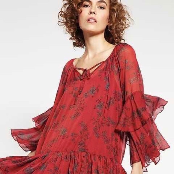 Free People Dresses & Skirts - Free People Sunsetter Chiffon Printed Flare Dress
