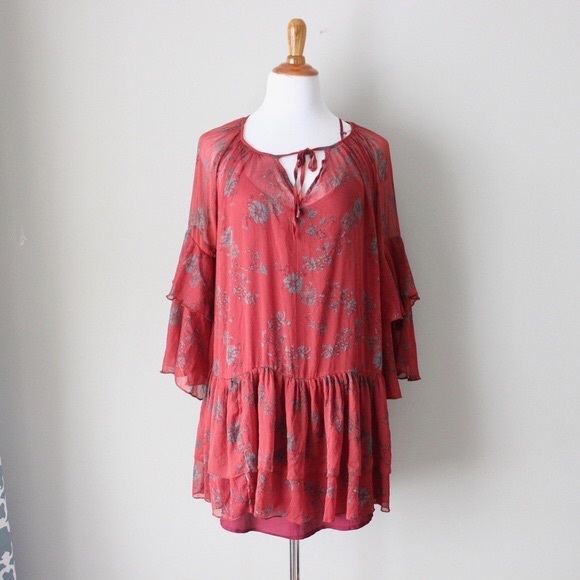Free People Sunsetter Chiffon Printed Flare Dress - Picture 3 of 5