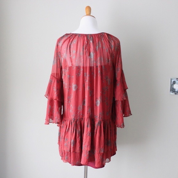 Free People Sunsetter Chiffon Printed Flare Dress - Picture 4 of 5